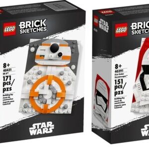 2 LEGO Brick Star Wars BRICKSKETCHES BB-8 & First Order Stormtrooper UNOPENED